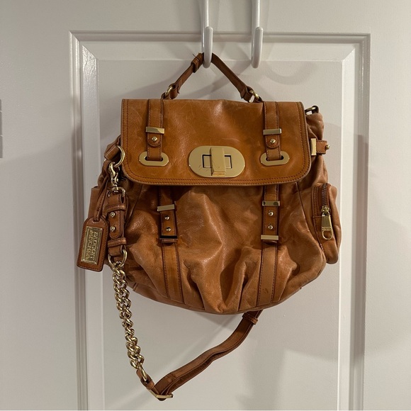 Badgley Mischka Handbags - Badgley Mischka Janet Bag in Distressed Saddle Tan Leather with Dust Bag